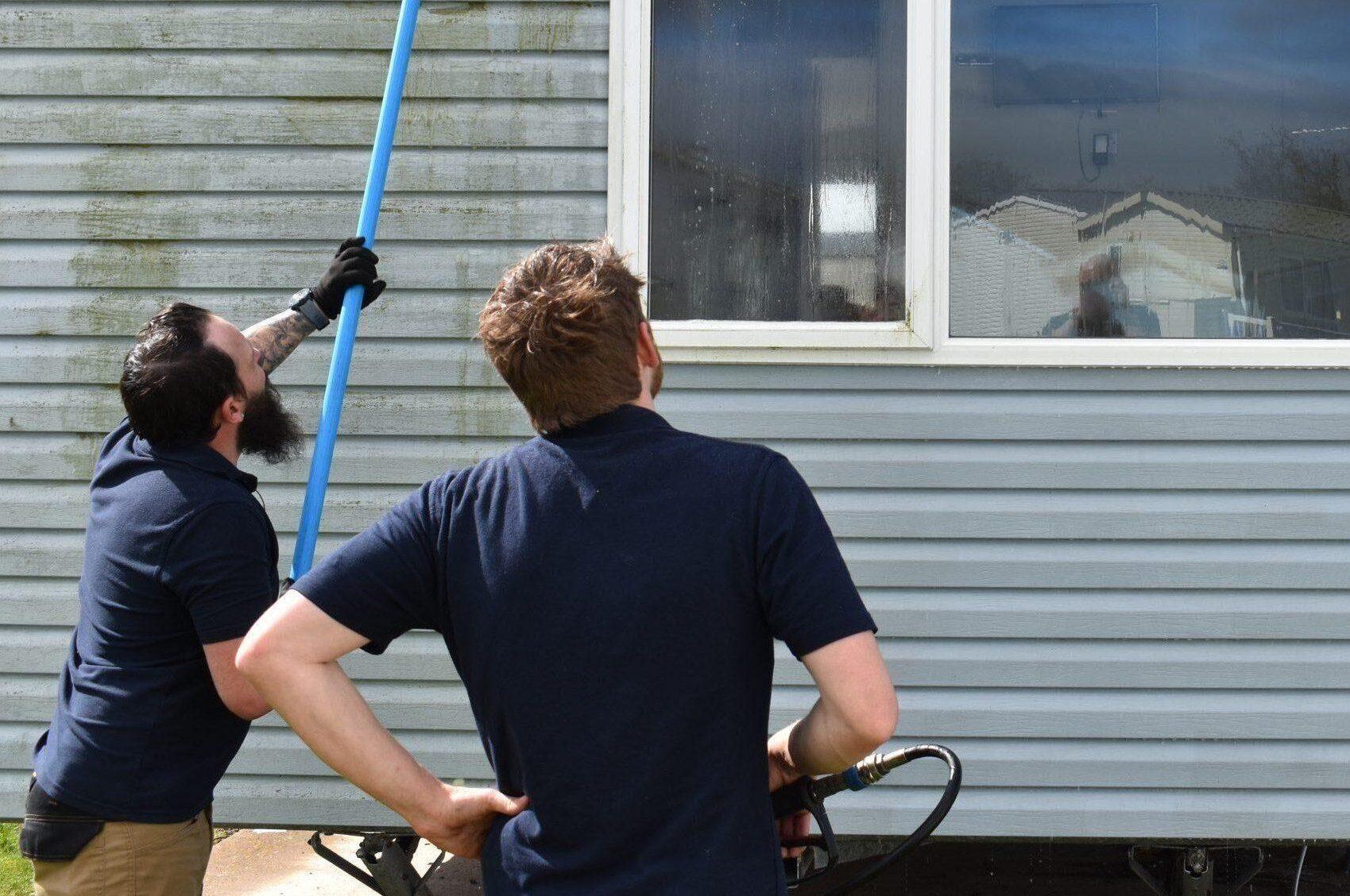 High-pressure cleaning for industrial warehouses and loading bays.