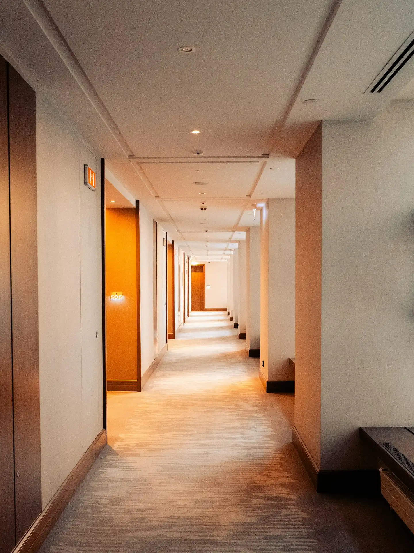 Main entryway carpet of a South West rental apartment block groomed and prepared for new tenants.